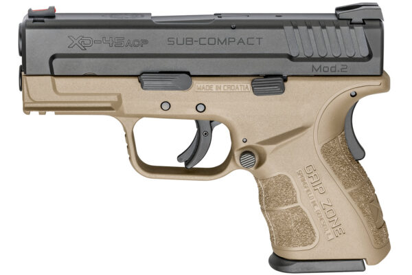 Springfield XD Mod.2 9mm Sub-Compact Flat Dark Earth (FDE) with GripZone (Compliant) Essentials Package