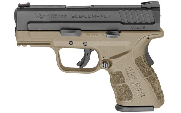 Springfield XD Mod.2 45 ACP Sub-Compact Flat Dark Earth (FDE) with GripZone