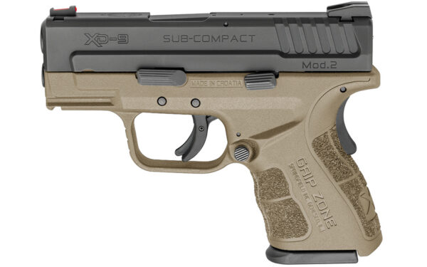 Springfield XD Mod.2 9mm Sub-Compact Flat Dark Earth (FDE) with GripZone (Compliant) Essentials Package