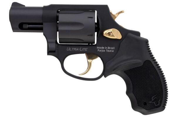 Taurus 856 Ultra Lite 38 Special Matte Black Double-Action Revolver with Gold Accents