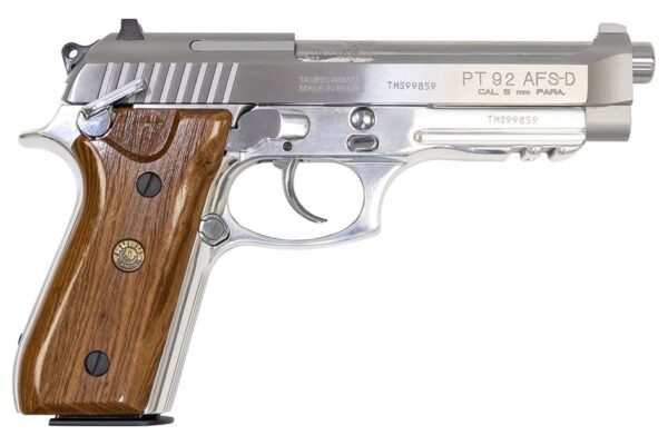 Taurus PT 92 AFS-D Stainless 9mm Luger Semi-Automatic Pistol with Wood Grips