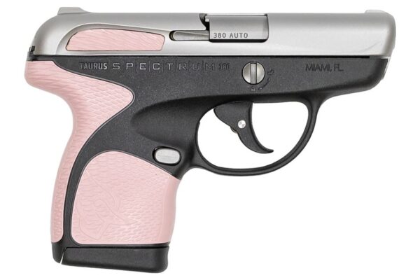 Taurus Spectrum .380 Black/Stainless Pistol with Pink Grips