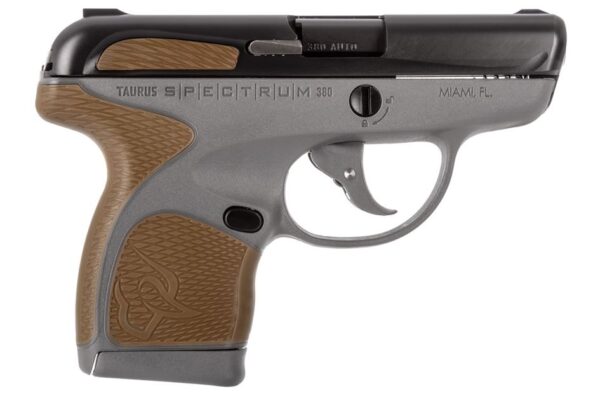 Taurus Spectrum .380 Gray Pistol with Black Slide and Flat Dark Earth Grips