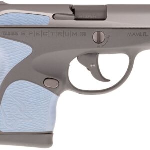 Taurus Spectrum 380 Auto Stainless Steel Slide/Gray Frame with Serenity Blue Grips