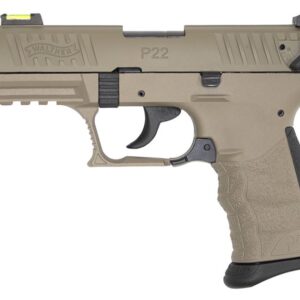 Walther P22 QD 22LR FDE Rimfire Pistol with Threaded Barrel and Fiber Optic Front Sight