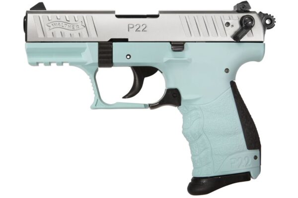 Walther P22 QD 22LR Rimfire Pistol with Angel Blue Frame