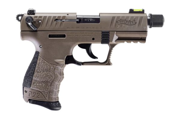 Walther P22Q 22 LR Rimfire Pistol with Flat Dark Earth Finish and Threaded Barrel